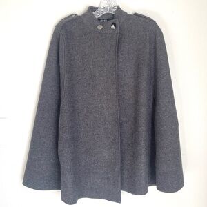 🧥 Jones New York Wool-Blend Cape / Poncho Coat – Gray – Size S